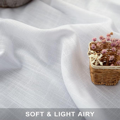 White Linen Curtains 63 Inch Length - Image 3