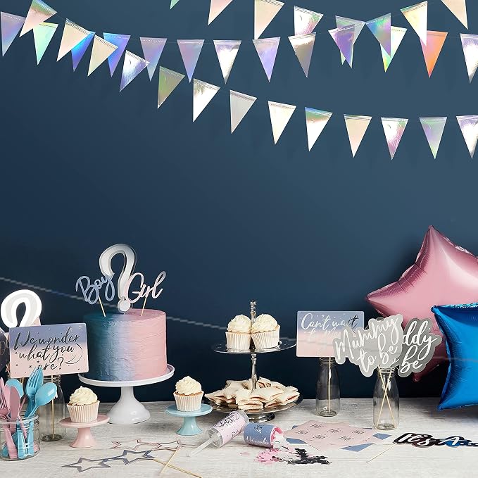 40Ft Iridescent Party Decorations Holographic Hanging Triangle Pennant Banner - Image 3