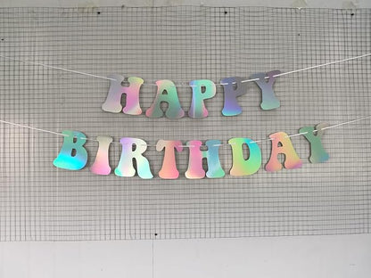 NANAGALI Pre-Strung Iridescent Happy Birthday Foil Banner - Image 4