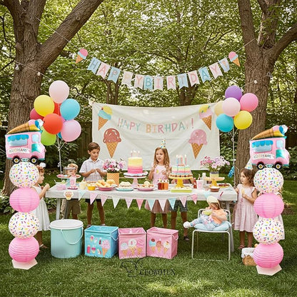 Ice Cream Balloon Stand &Paper Lantern 2 Sets 5ft Reusable Metal Telescopic | - Image 4