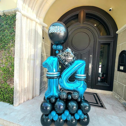 3 Balloon Numbers Birthday Decorations, 40In Light Blue Balloons - Image 4