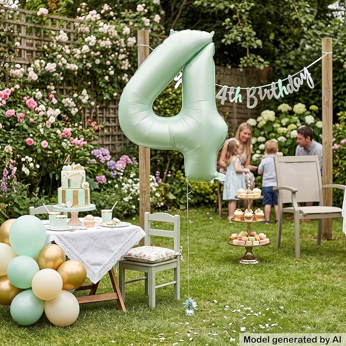 40 Inch Olive Green Number 4 Foil Balloon - Image 3