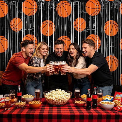 2 Packs Basketball Foil Fringe Curtain, Baby Shower, Game Day, Team Celebrations - Image 3