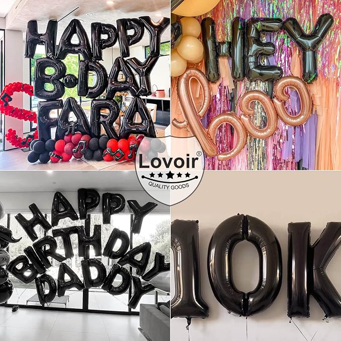 Lovoir 40 Inch Large Black Letter P Balloons Big Size Jumbo Mylar Foil Helium - Image 7