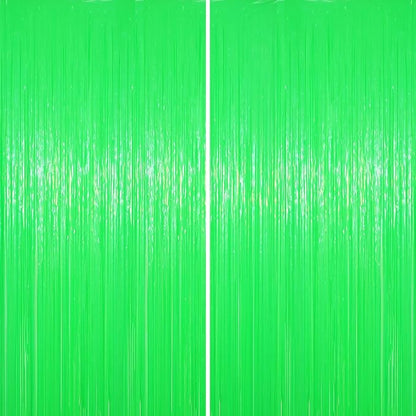 Voircoloria Pastel Green Foil Fringe Backdrop Curtains, 2 Pack | Tinsel by Voircoloria
