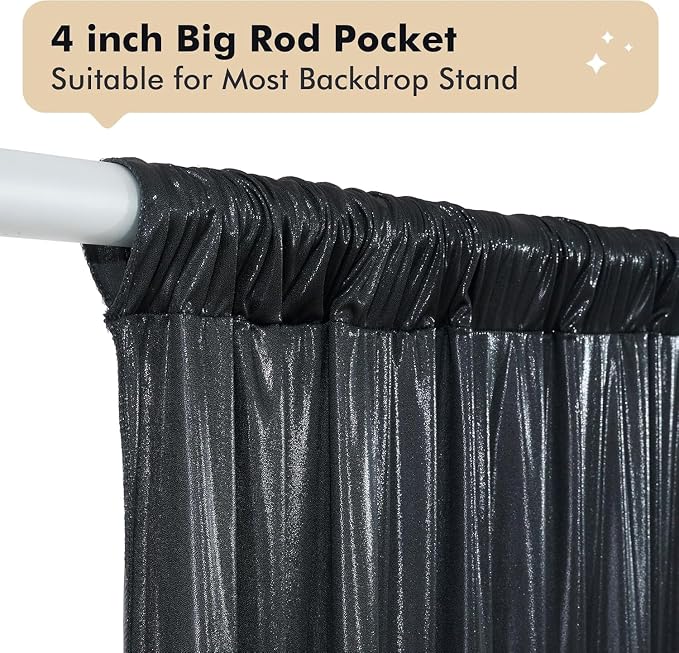 40ftx10ft Shimmer Black Sequin Backdrop Curtain - Image 7
