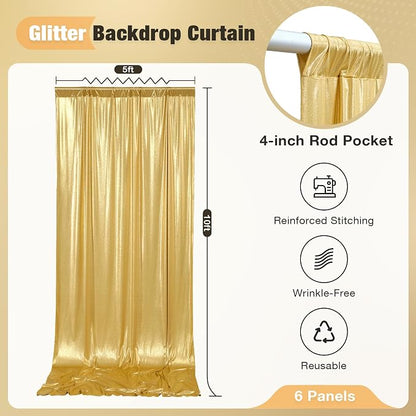 30x10FT Gold Sequin Backdrop Curtain - Image 2