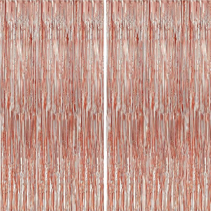 Crosize 8 Pack Rose Gold Party Streamers Backdrop, 3.3 x 9.9 ft | Tinsel Foil by Crosize