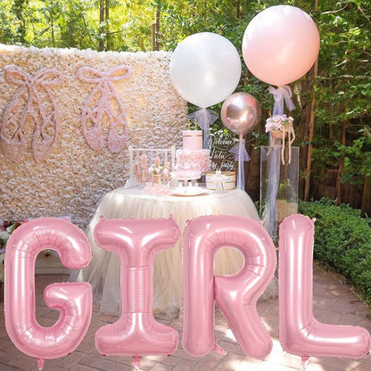 40 Inch Pastel Pink GIRL Balloons, Large Pearl Pink Girls Balloon Letters - Image 6