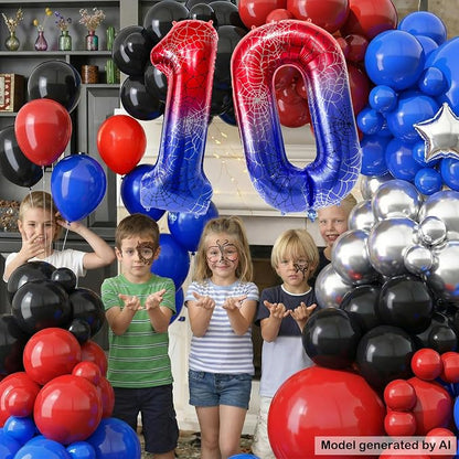 40 Inch Spider Theme Number Foil Balloons, Large Number 10 Balloons - Image 4