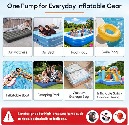 AGPTEK Rechargeable Air Pump, 4000mAh Quick-Fill Inflator Deflator, 3 Nozzles | - Image 7