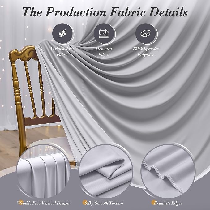 20 ft x 10 ft Wrinkle Free Silver Backdrop Curtain - Image 4