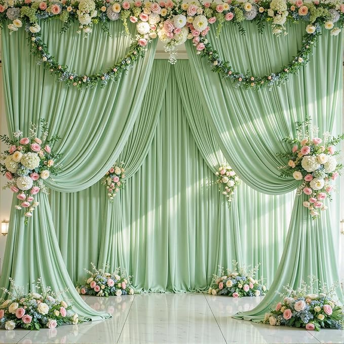 10x12 Sage Green Backdrop Curtains - Image 2