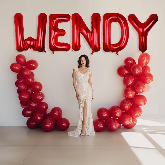 AULE 40 Inch Red M Balloon Letter Foil A-Z Birthday Big Alphabet | Birthday - Image 5