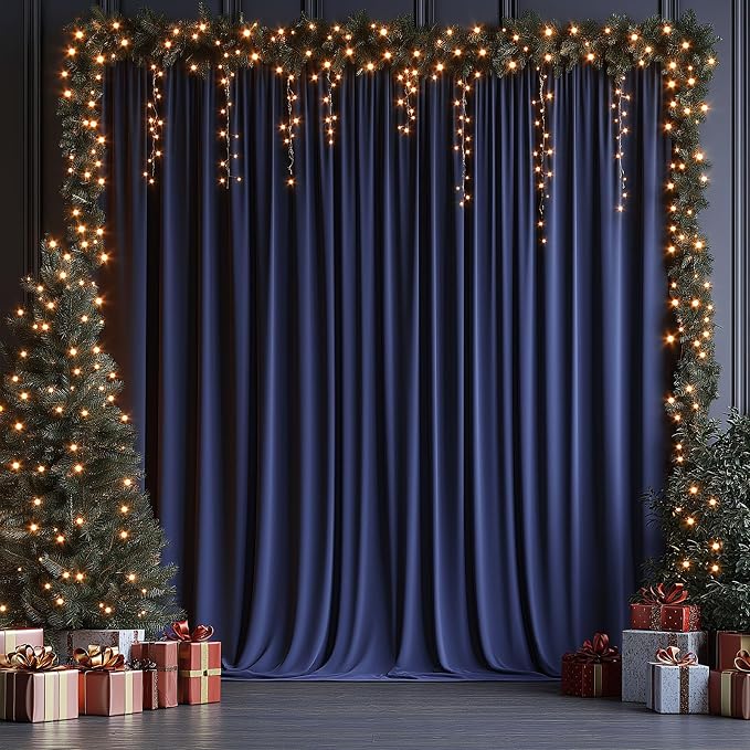 ESGOTBME 20x10ft Wrinkle Free Navy Blue Backdrop Curtain - Image 2
