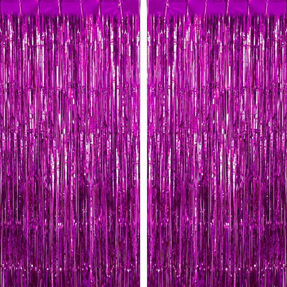 2 Pack Fringe Curtains Foil Shiny Fringe Backdrop Tinsel Door Streamers Foil by TOTAFAM