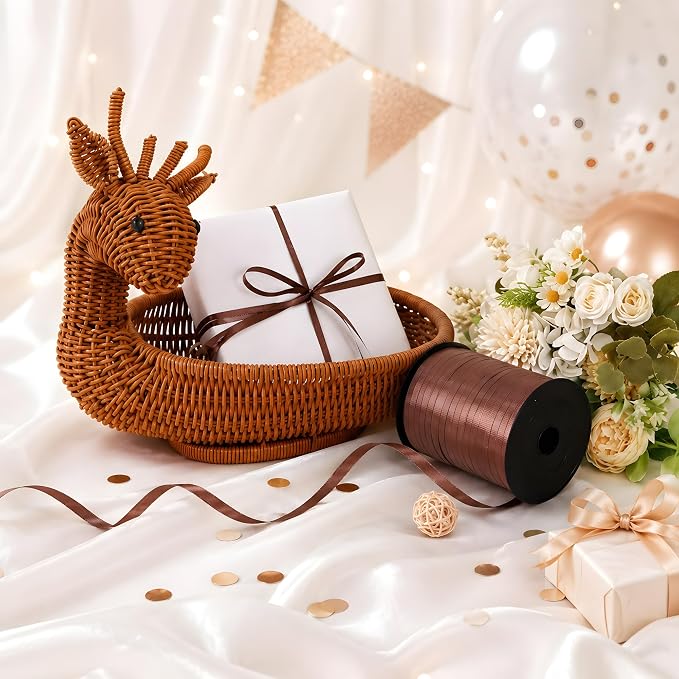 BEISHIDA 500 Yards Matte Coffee Curling Crimped Ribbon Balloon String Ribbons - Image 5