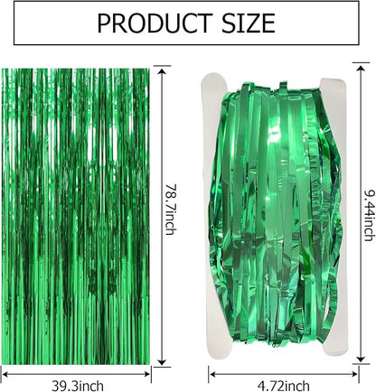 10 Pack Green Streamers Backdrop Jungle Party Decorations Foil Fringe Backdrop - Image 7
