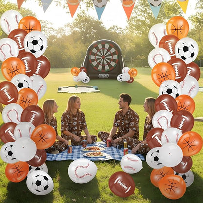 Censen 45 Pieces Sports Balloons 12 Inch Sports Latex Balloons Include Football - Image 6
