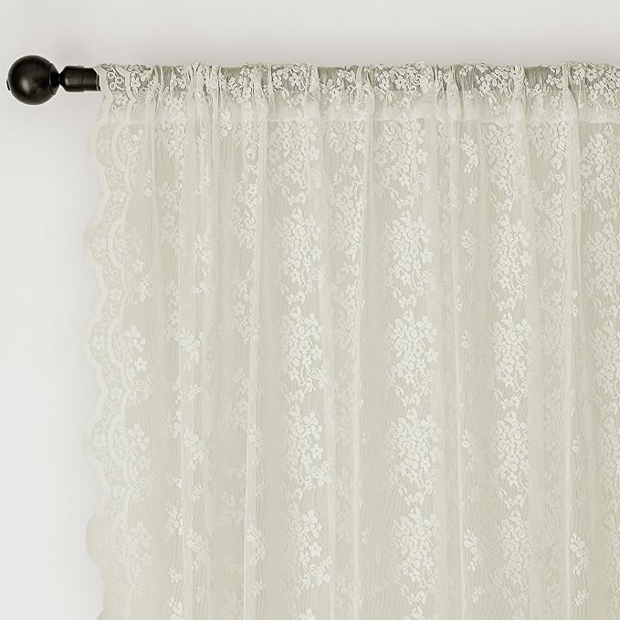 Anmao Vintage Lace Curtains 72 Inches Long 2 Panels Set, Romantic Elegant Light - Image 6
