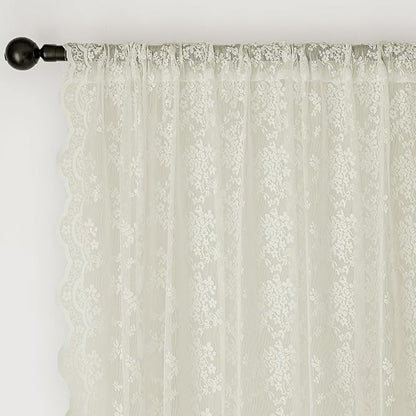 Anmao Vintage Lace Curtains 72 Inches Long 2 Panels Set, Romantic Elegant Light - Image 6