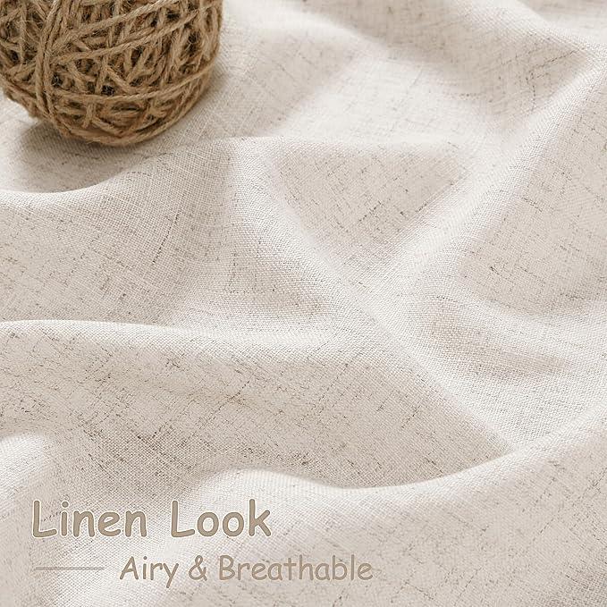 Beige Semi Sheer Linen Curtains 72 inch Length - Image 5