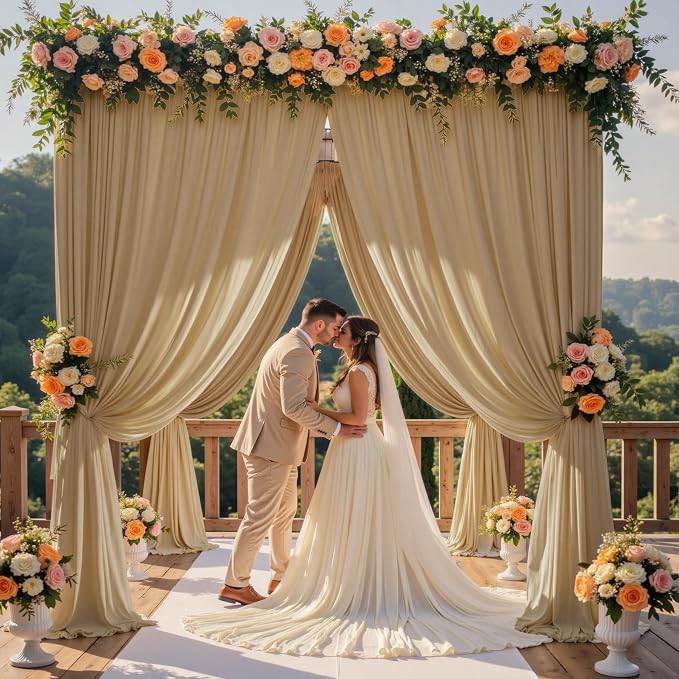 20ft×12ft Wrinkle Free Champagne Backdrop Curtain - Image 7