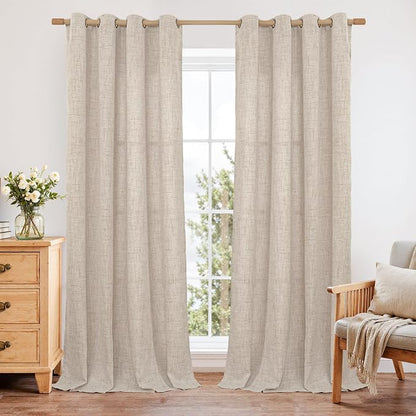 YoungsTex Linen Curtains 52 x 98 Inch 2 Panels, Filtering Drapes Grommet | by YoungsTex