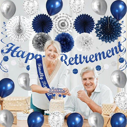 Vlipoeasn Blue Silver Retirement Decorations - Image 8