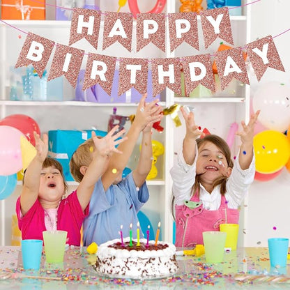 Hooqict Rose Gold Happy Birthday Banner Sign - Image 5