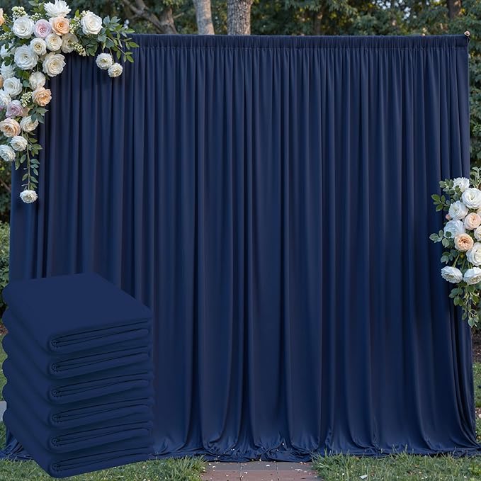 30 ft x 10 ft Wrinkle Free Navy Blue Backdrop Curtain by Outpain