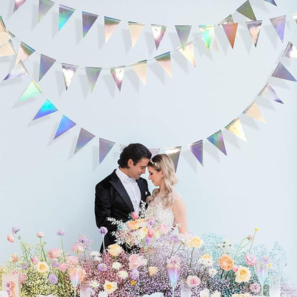 40Ft Iridescent Party Decorations Holographic Hanging Triangle Pennant Banner - Image 6