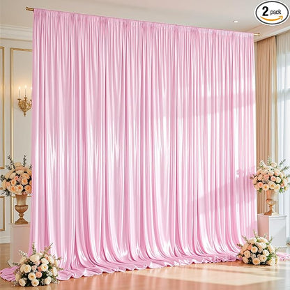10x10ft Pink Glitter Backdrop Curtain by Partisky