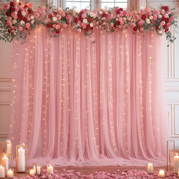 20x10ft Dusty Rose Tulle Backdrop Curtain - Image 7