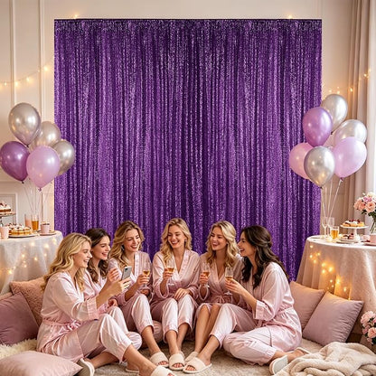 Hahuho Purple Sequin Backdrop Curtain, Party Decoration（1 Panels, 4FT x 8FT - Image 4