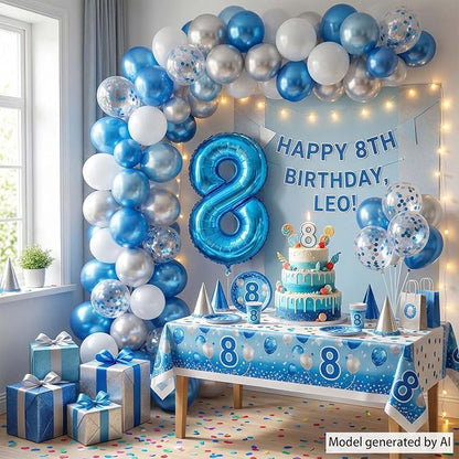 Light Blue Number 8 Balloon 40 Inch, Foil Numeral - Image 3