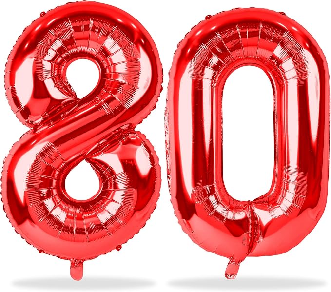 Lingqiang Red Number 80 Balloons by Lingqiang