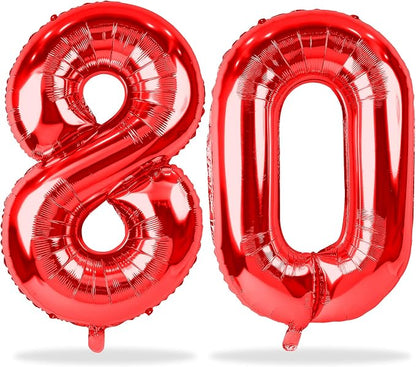 Lingqiang Red Number 80 Balloons by Lingqiang