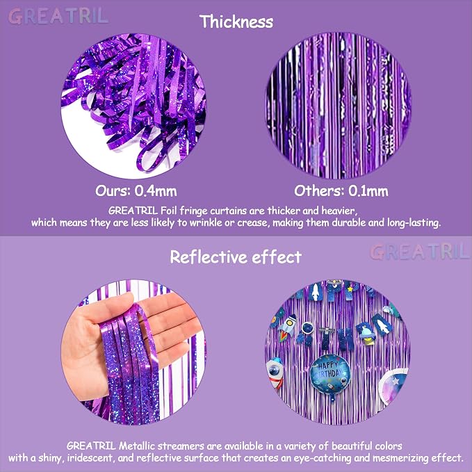Purple Tinsel Curtain Party Backdrop - Image 4