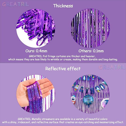 Purple Tinsel Curtain Party Backdrop - Image 4