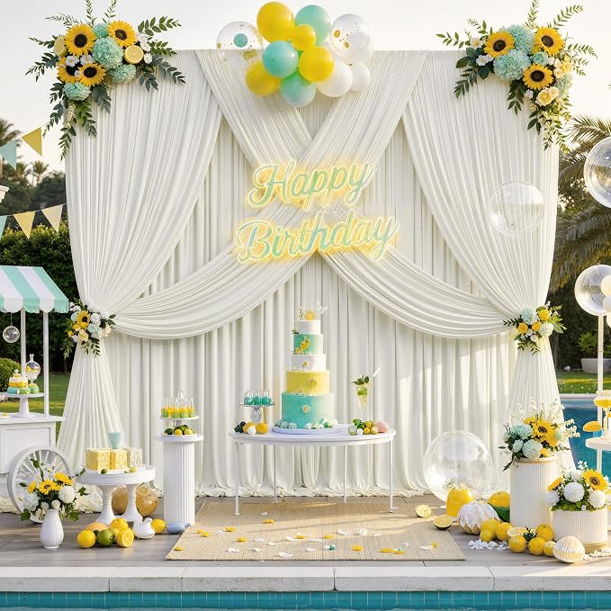 20 ft x 8 ft Ivory Backdrop Curtain Panels, 4 Panels 5 ft x 8 ft Wrinkle Free - Image 3