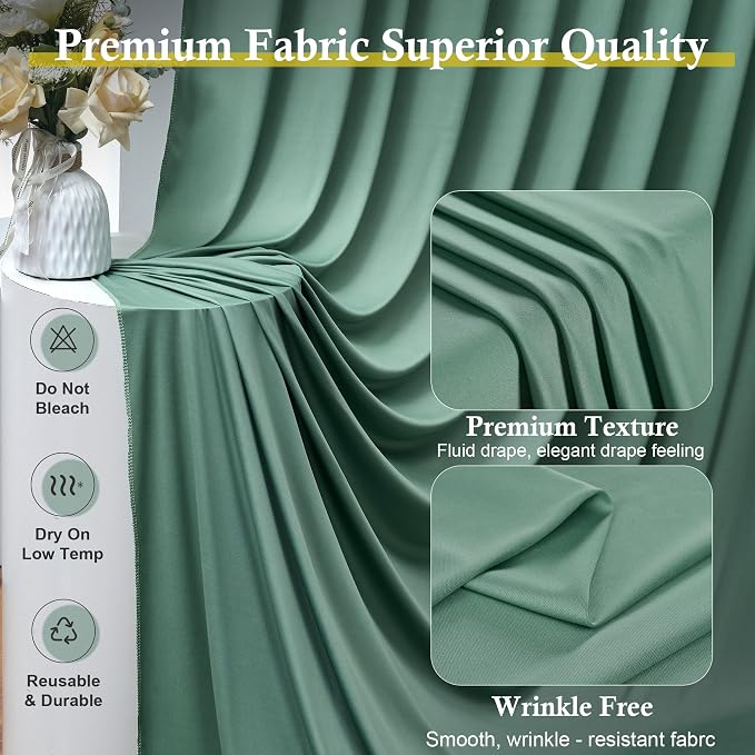 20ft x 15ft Grayish Green Backdrop Curtains - Image 2