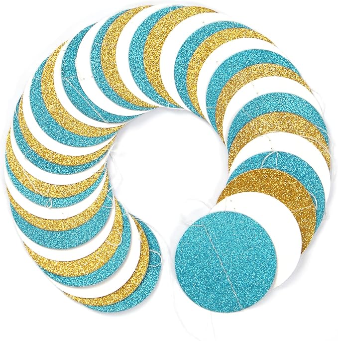 Teal-Turquoise White-Gold Party-Decorations Garland Streamers - 52Ft Woman Girl - Image 3