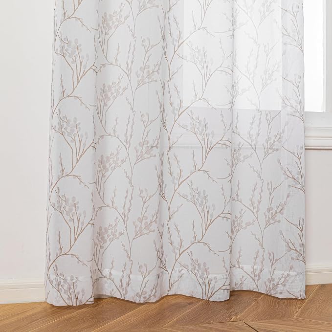 MYSKY HOME Brown Sheer Curtains 84 inches Long - Image 5