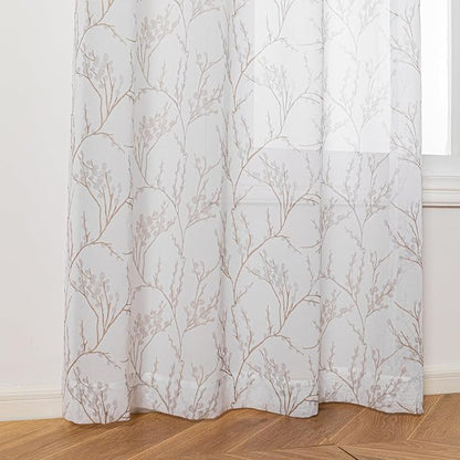 MYSKY HOME Brown Sheer Curtains 84 inches Long - Image 5