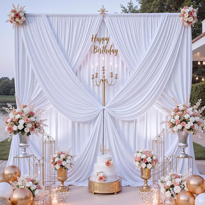 20 ft x 10 ft Wrinkle Free White Backdrop Curtain - Image 5