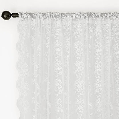Anmao Vintage Lace Curtains 63 Inches Long 2 Panels Set, Romantic Elegant Light - Image 6