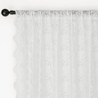 Anmao Vintage Lace Curtains 84 Inches Long 2 Panels Set, Romantic Elegant Light - Image 6
