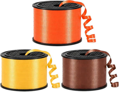BEISHIDA 3 Pack 100 Yard Matte Orange Brown Yellow Curling Crimped Ribbon by Beishida