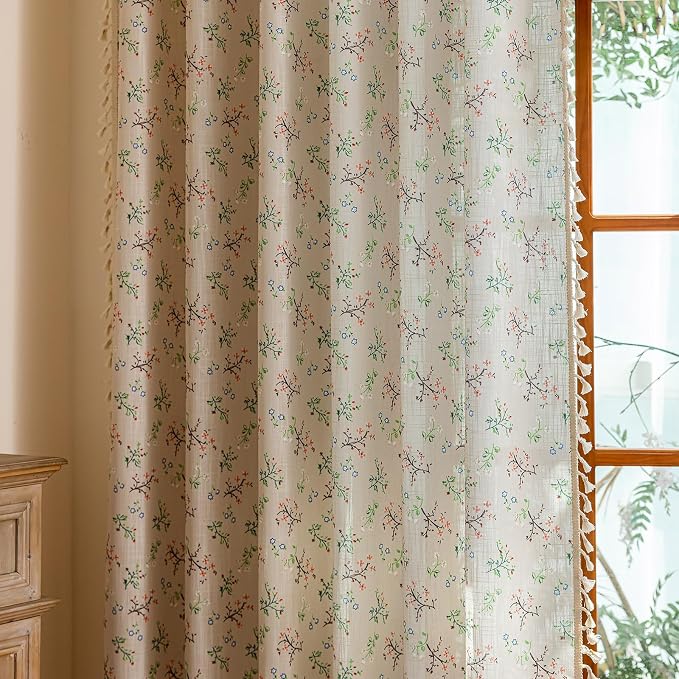 ENJOYBRIDAL Floral Bedroom Curtains 84 Inch Length 2 Panels Set Farmhouse Semi - Image 8